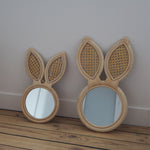 Miroir lapin en rotin et cannage