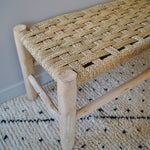 Banc marocain en bois massif et tressage naturel