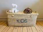 Coffre de rangement en palmier tressé 80cm - Personnalisable